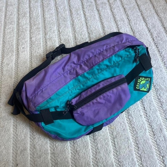 Earth Other - VTG 90s Earthsports Colorblock purple teal crossbody bag USA Made sportswear